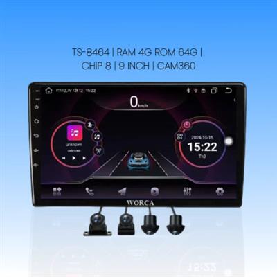 RAM 4G ROM 64G - 9 INCH - WORCA Màn hành Android liền cam 360 TS-8464