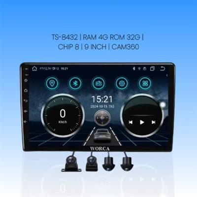 RAM 3G ROM 32G - 9 INCH - WORCA Màn hành Android  liền cam 360 TS-8432